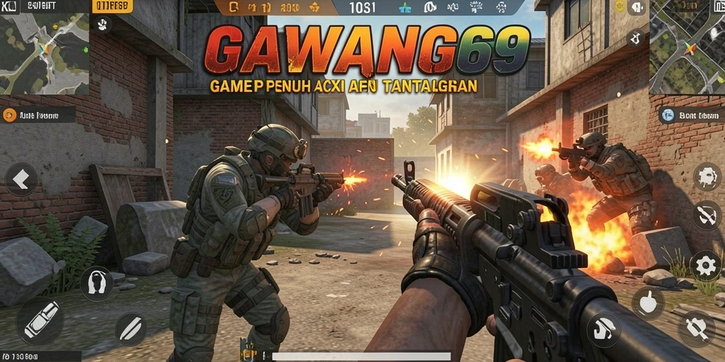 Tangkapan layar GAWANG69 menunjukkan aksi intens di medan perang FPS.