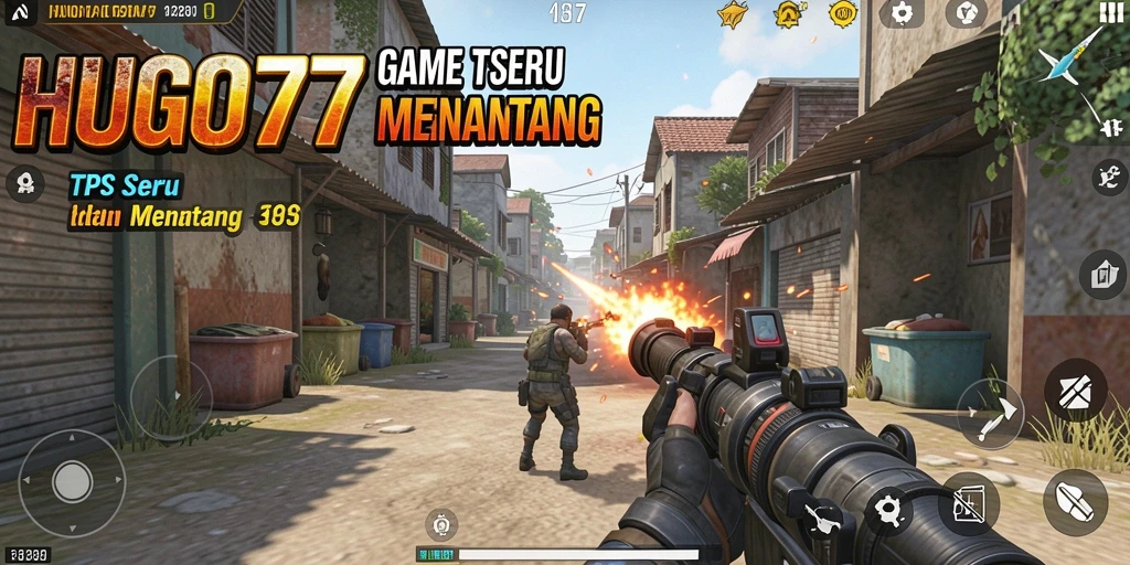 Gameplay seru HUGO77 dengan aksi tembak-menembak yang intens.