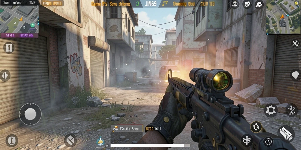 Screenshot gameplay JIN69 dengan aksi tembak-menembak yang intens.