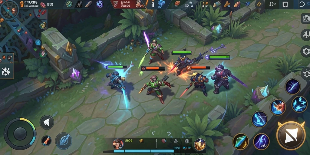 Screenshot JPS88 menampilkan pertarungan intens antar karakter MOBA.