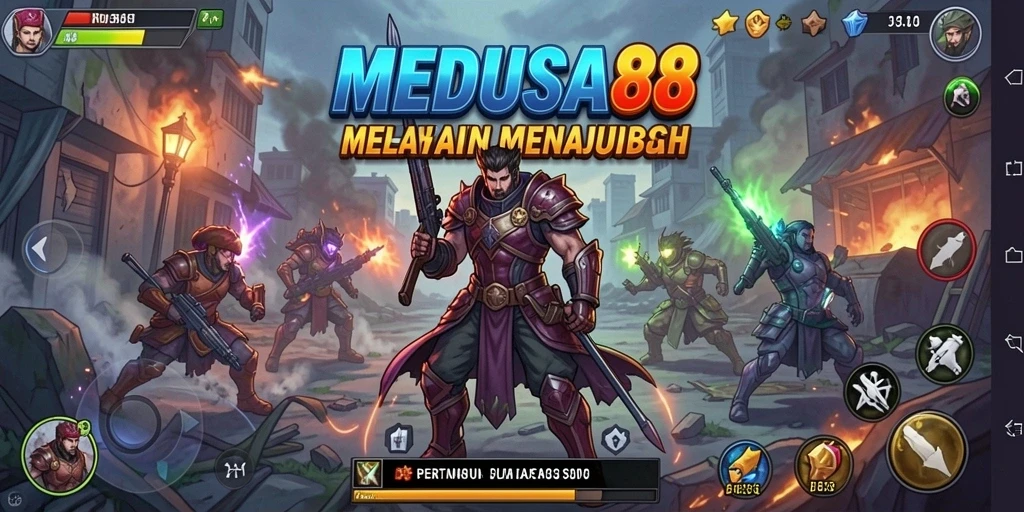 Tangkapan layar dari MEDUSA88 menunjukkan pertahanan yang kuat melawan gelombang musuh.