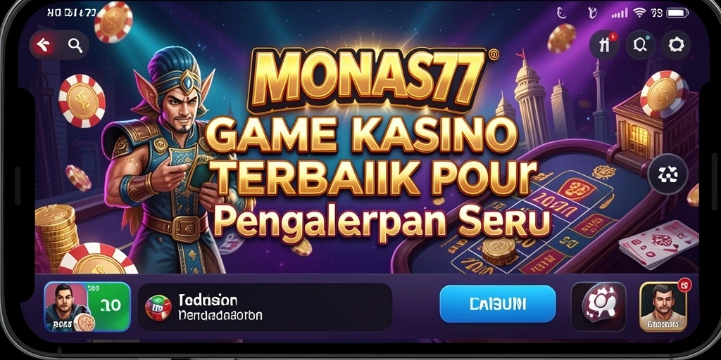 Screenshot utama MONAS77 menampilkan gameplay Kasino yang mendebarkan.