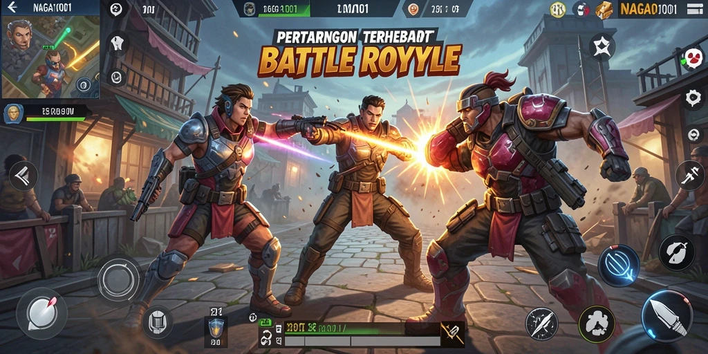 Tampilan gameplay NAGA1001 yang mendebarkan dalam pertarungan Battle Royale.