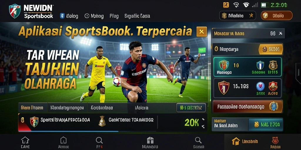 Screenshot gameplay Sportsbook menunjukkan pilihan taruhan yang beragam.