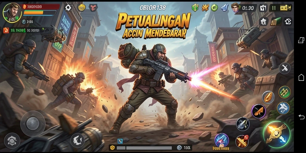 Tangkapan layar gameplay OBOR138 yang menunjukkan aksi mendebarkan di medan perang.