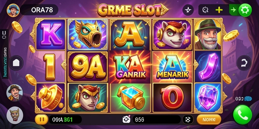 Tampilan menarik gameplay Slot di ORA78 dengan berbagai simbol.