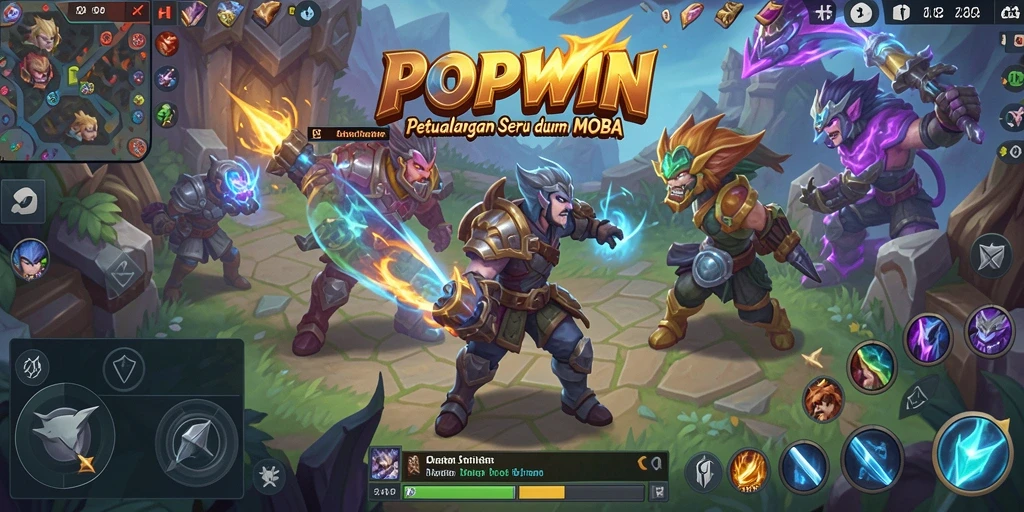 Tampilan seru gameplay MOBA di POPWIN dengan aksi epik.