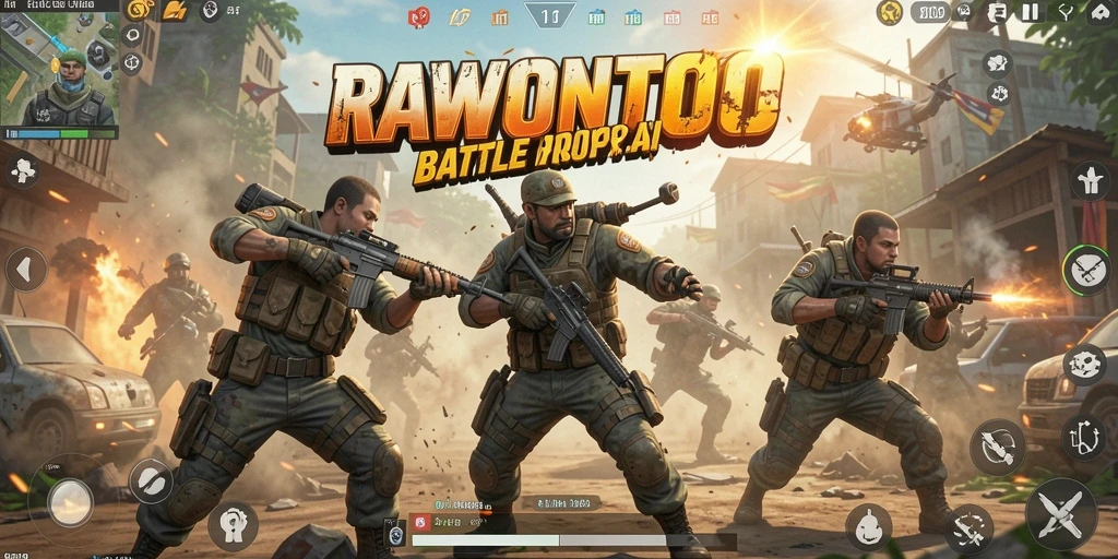 Screenshot gameplay RAWONTOTO dengan aksi pertempuran mendebarkan.