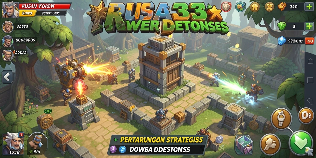 Screenshot RUSA33 menunjukkan gameplay seru di dunia Tower Defense.
