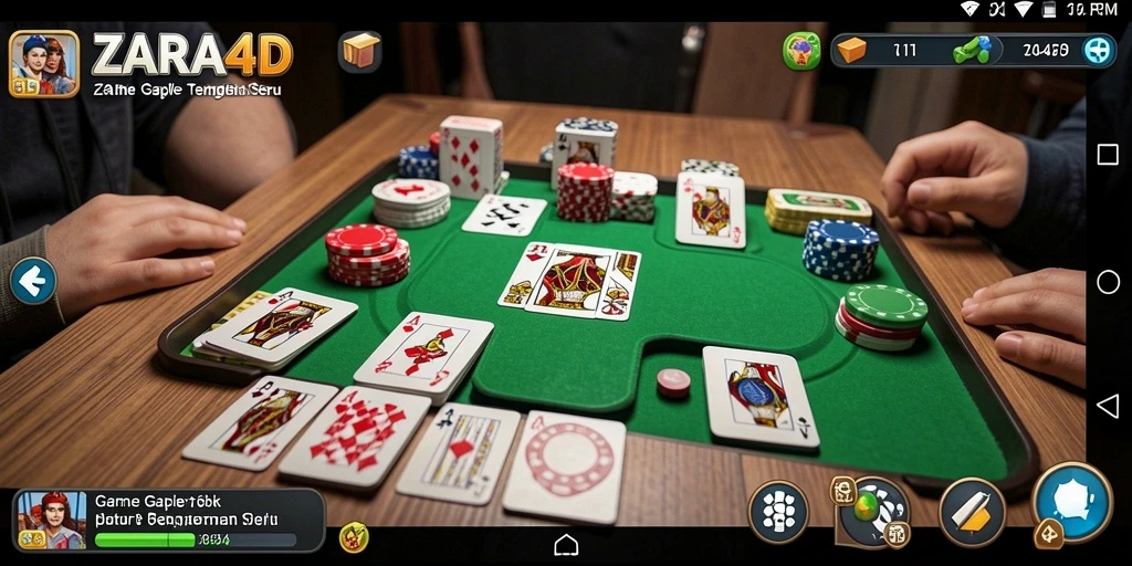 Screenshot gameplay ZARA4D menampilkan suasana permainan Gaple yang seru.